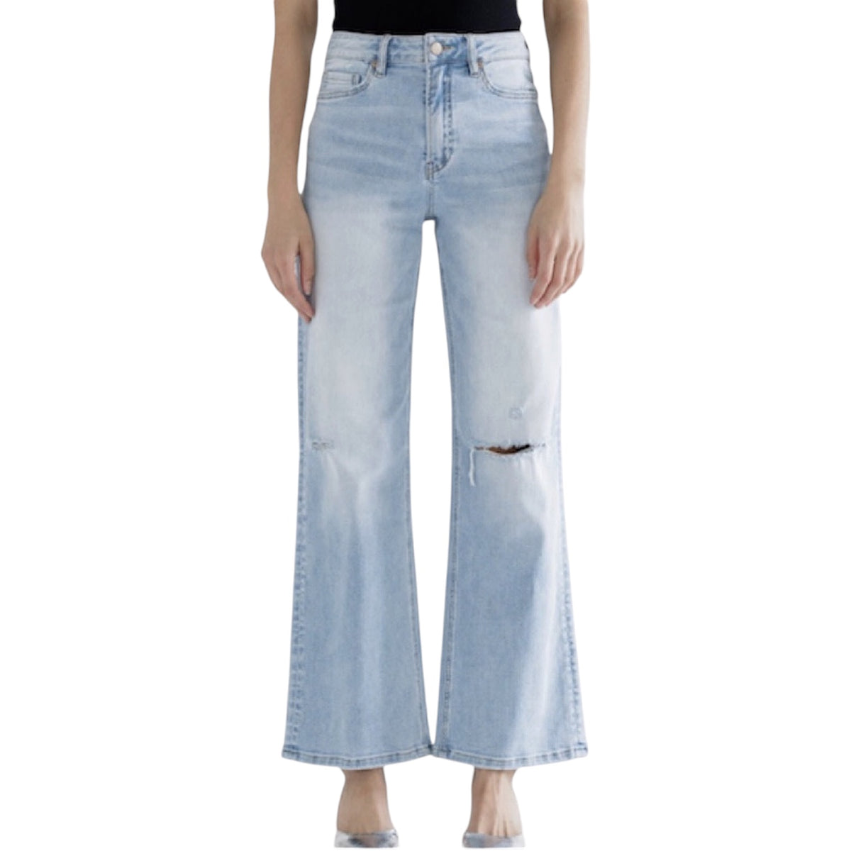MICA MDP-W3223-A Acai Blue Super High Rise Wide Leg w/ Knee Slit