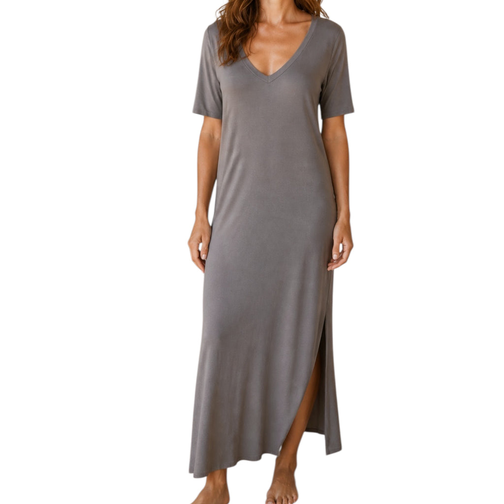 Addy V-Neck Dress with Side Slits & Pockets