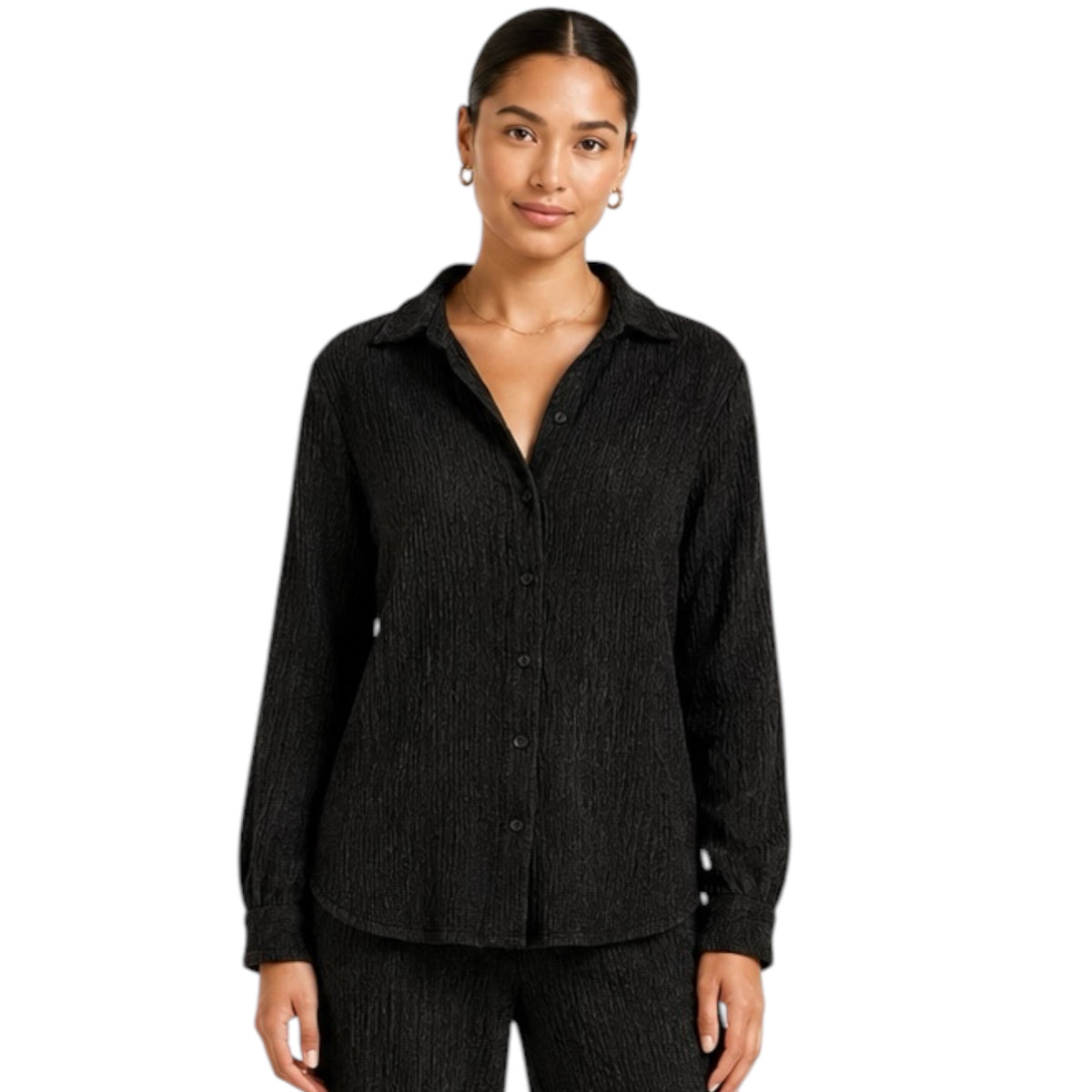 Z Supply Lyrical Crinkle Knit Shirt Black