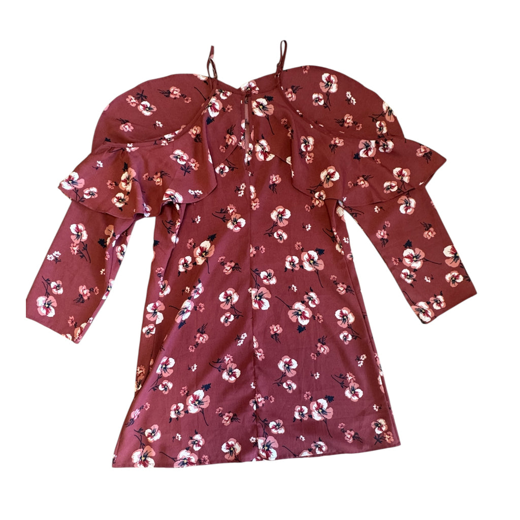Russet Pink Floral Off Shoulder Dress Size Medium- RF