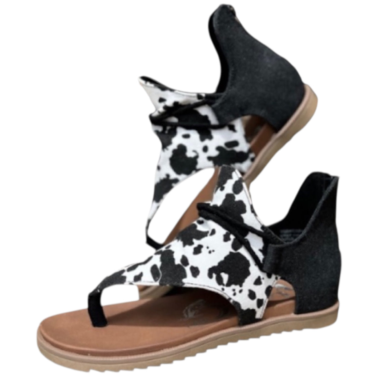 Very G Angelika Black Cow Sandals