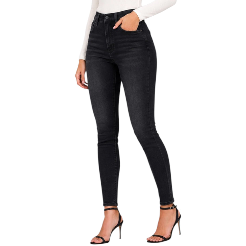 Judy Blue JB88878 Mid Rise  Black Tummy Control Skinny