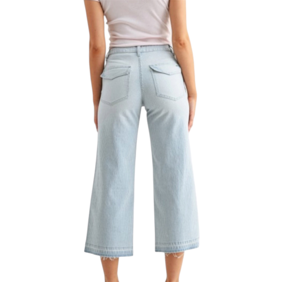 MICA MDP-W3914B High Rise Wide Leg Cropped Stripe