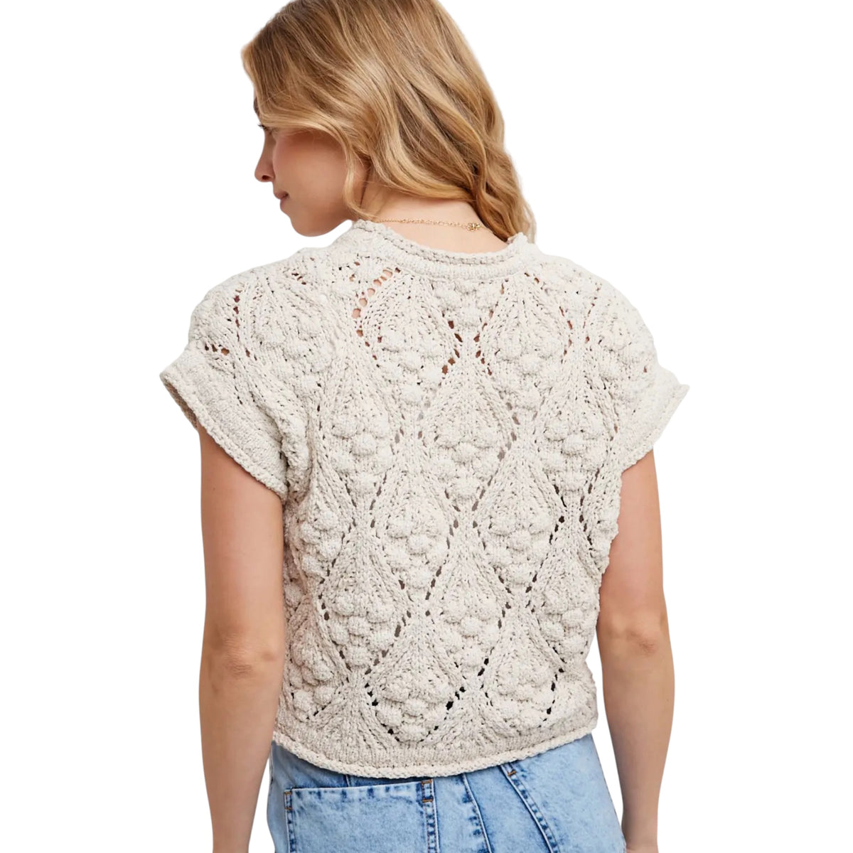 Natural Knit Short Sleeve Sweater