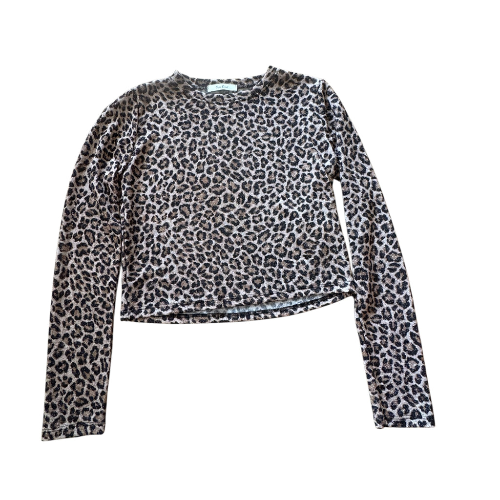 Cheetah Shimmer Crop Long Sleeve Top Size Small-RF