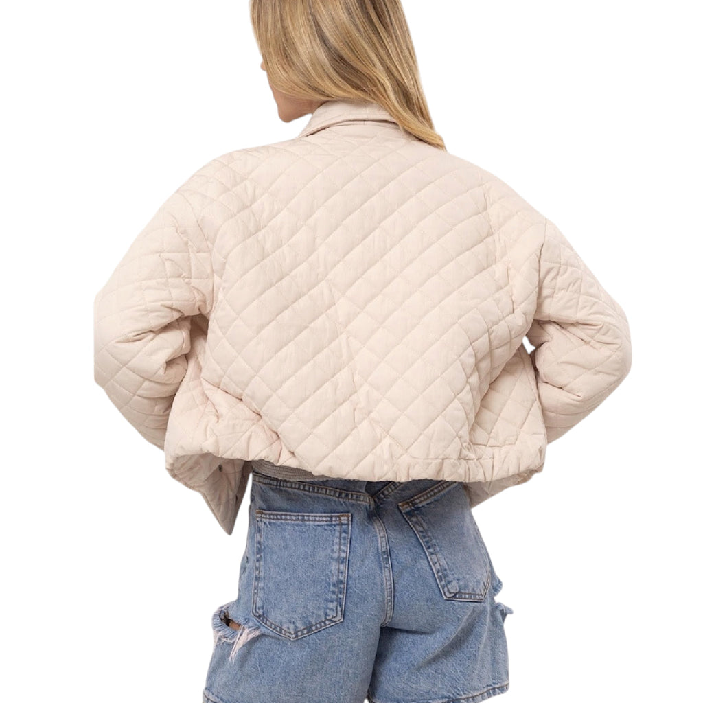 Off White Quilted Cropped Puffer Jacket