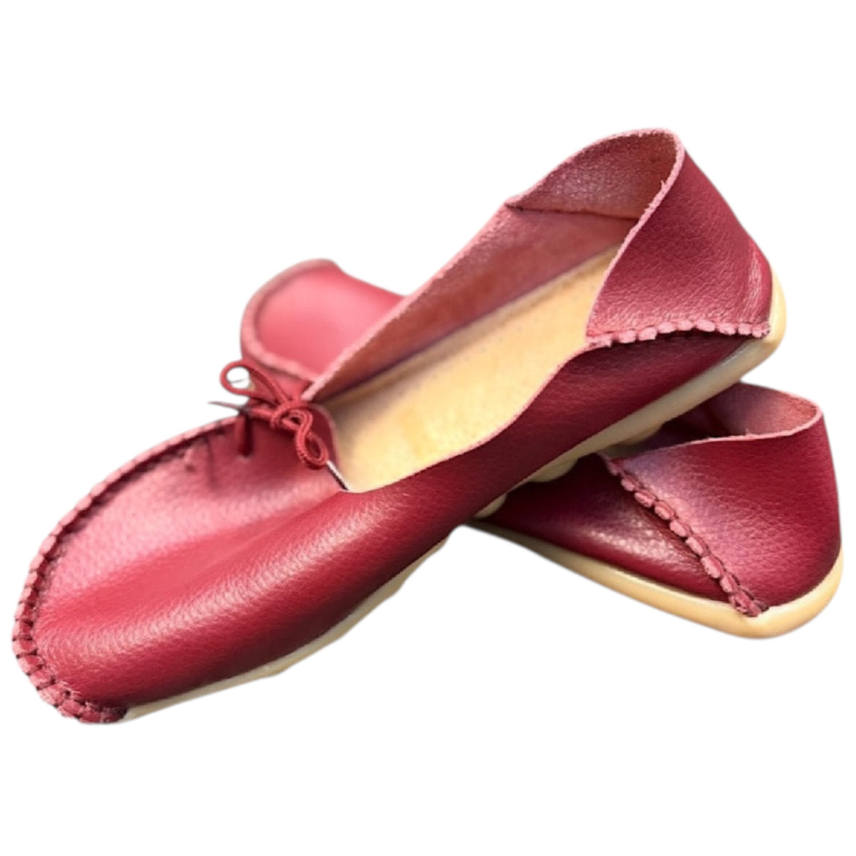 Kunsto Burgundy Kunsto Leather Women's Loafer Slip On Shoes Size 10-RF