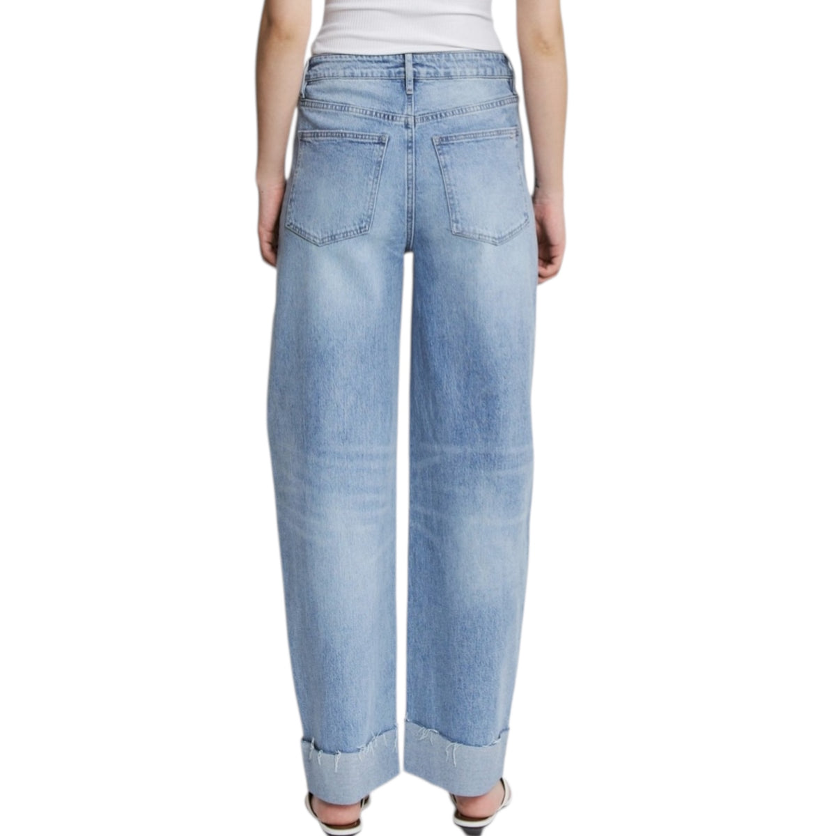 MICA MDP-T3592 Super High Rise Raw Hem/Cuffed Barrel Jeans