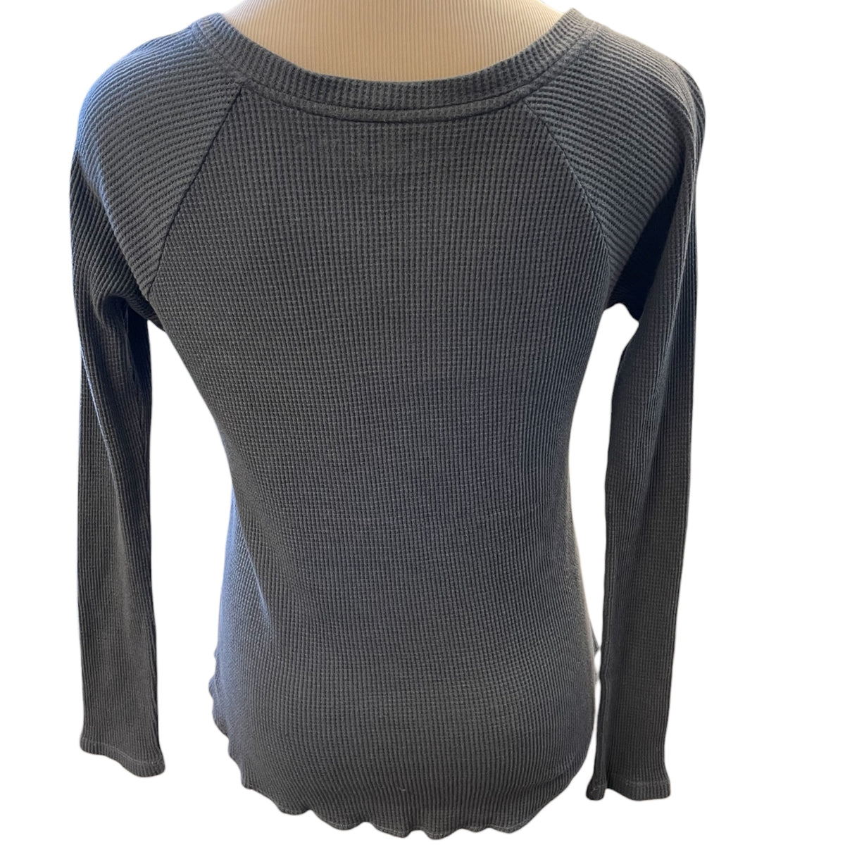 Knit Riot Grey Waffle Knit Long Sleeve Graphic Top Size S - RF