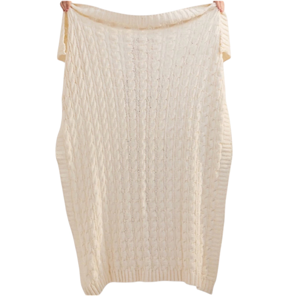 Z Supply Plush Cable Knit Blanket Bone