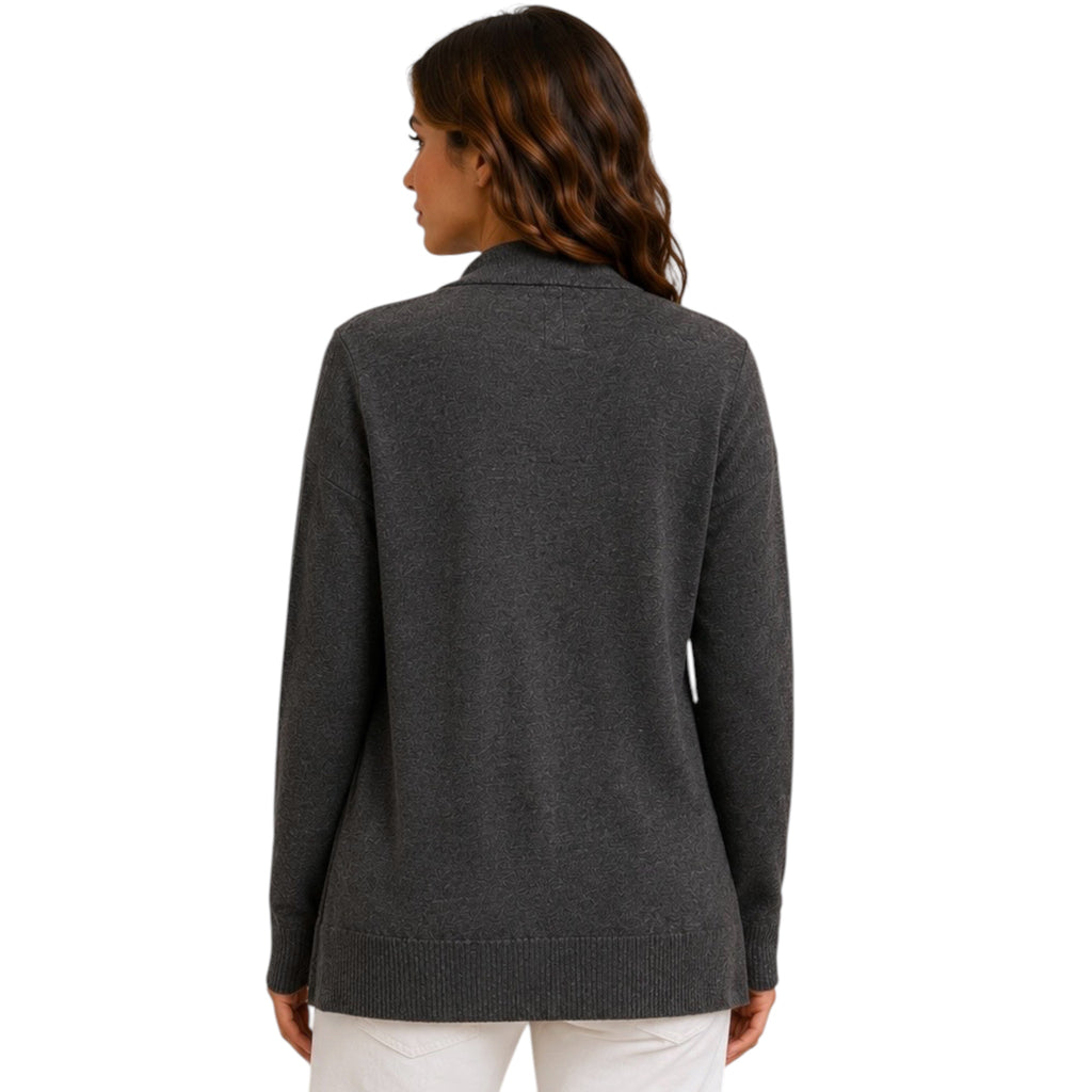 Grey Open Front Long Sleeve Cardigan