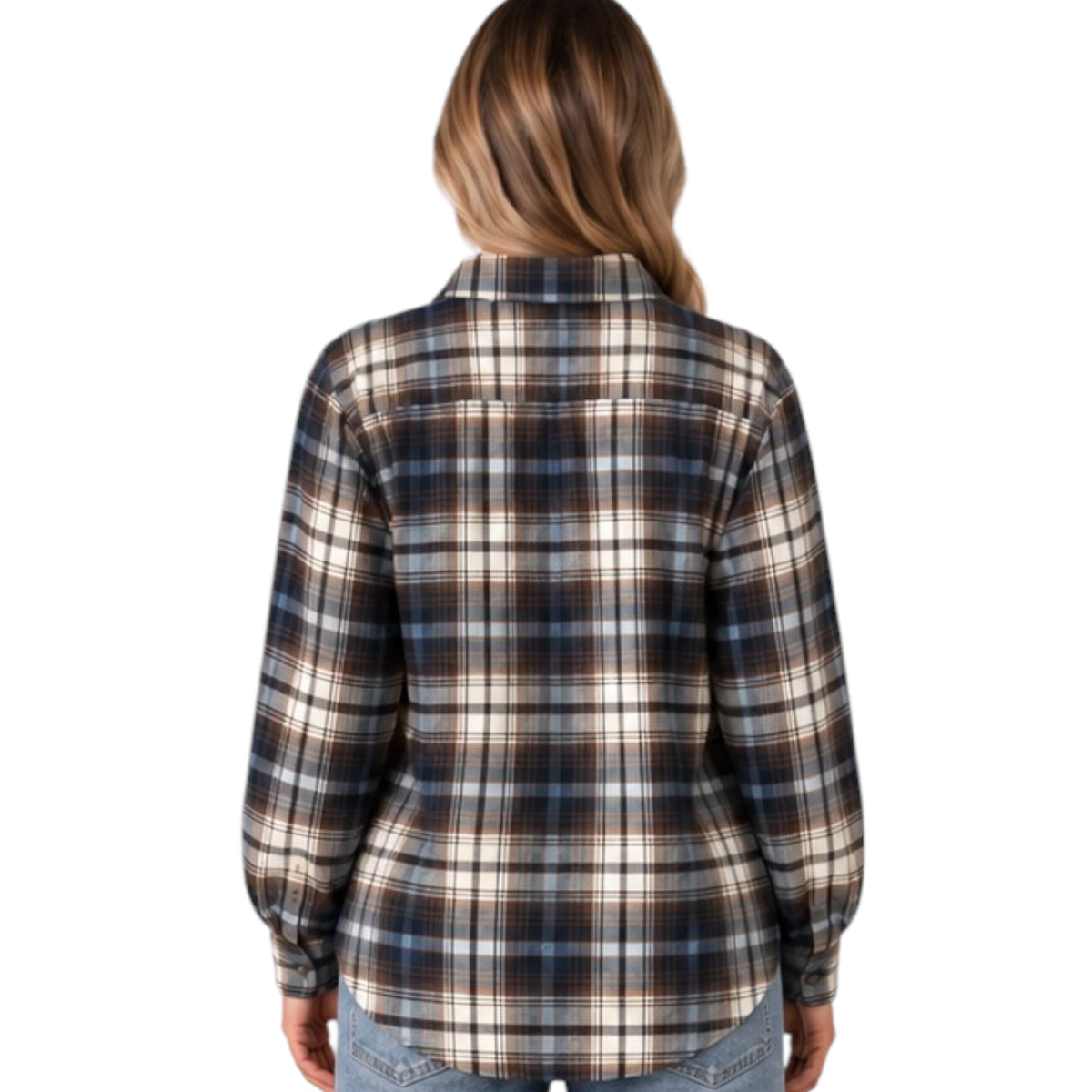 Navy/Blue Plaid Button Front Shirt