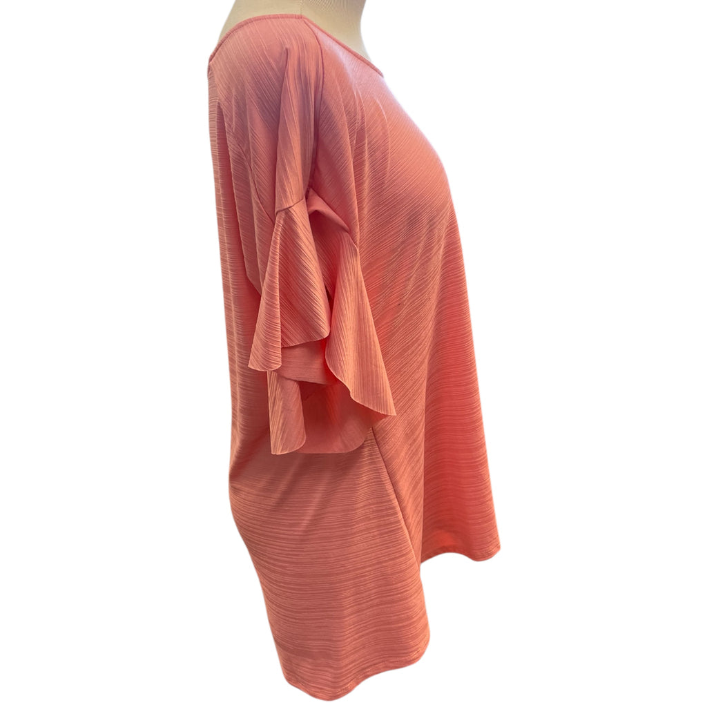 Yee Light Coral Flutter Sleeve Blouse Size M - RF