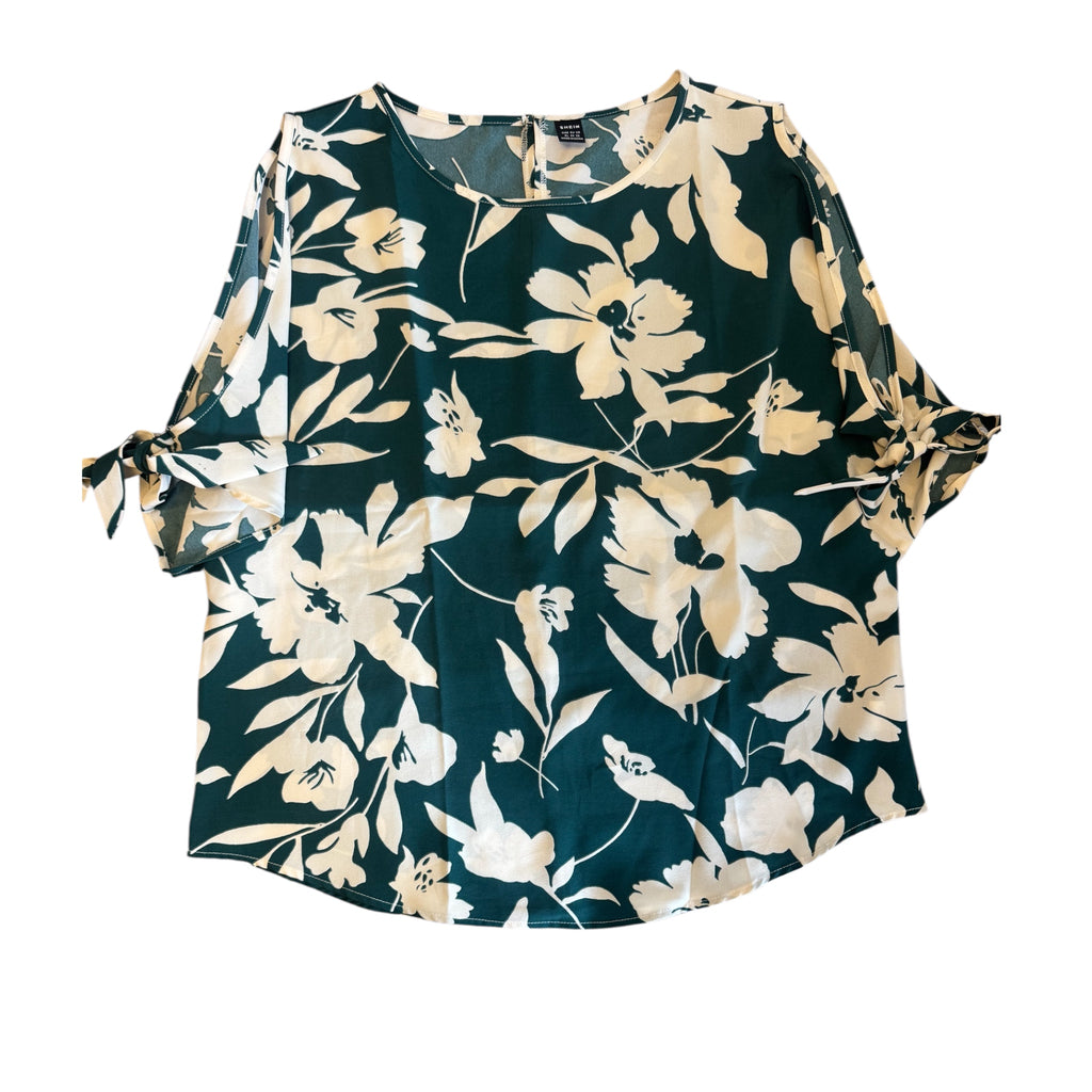 SHEIN Hunter Green Floral Blouse Size XL - RF