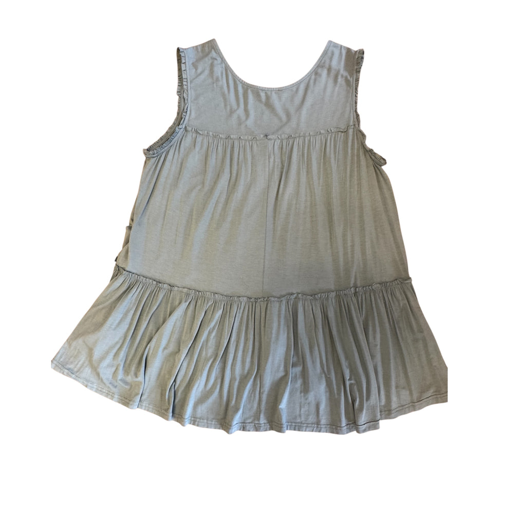 Kori Sage Ruffled Hem Tank Top Size M-RF
