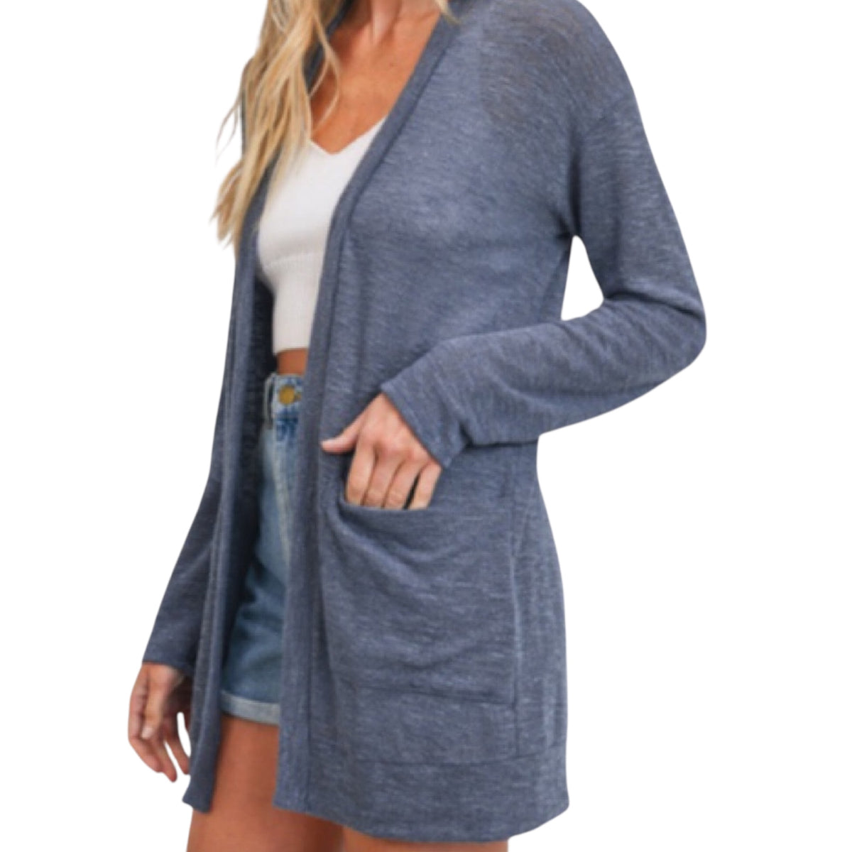Indigo L/S Open Cardigan