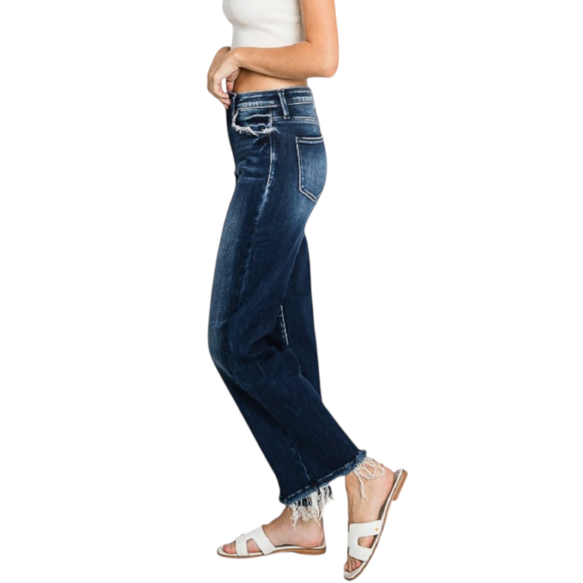Petra153 - P489WF-DK SUPER HIGH RISE STRETCH CLASSIC STRAIGHT JEANS