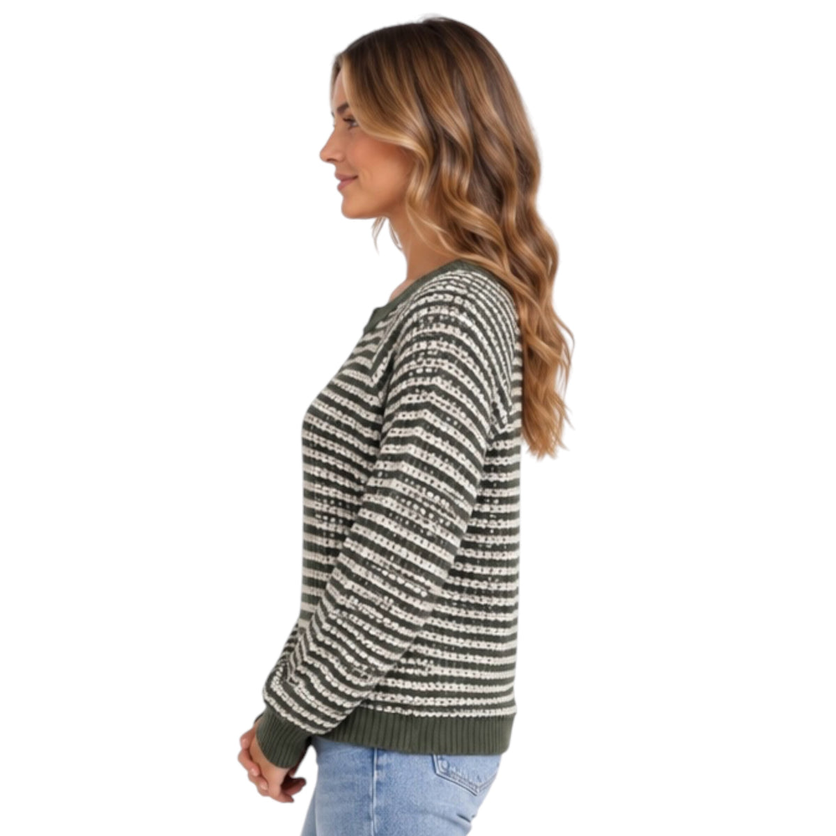 Hunter Waffle Stripe Oversized Top