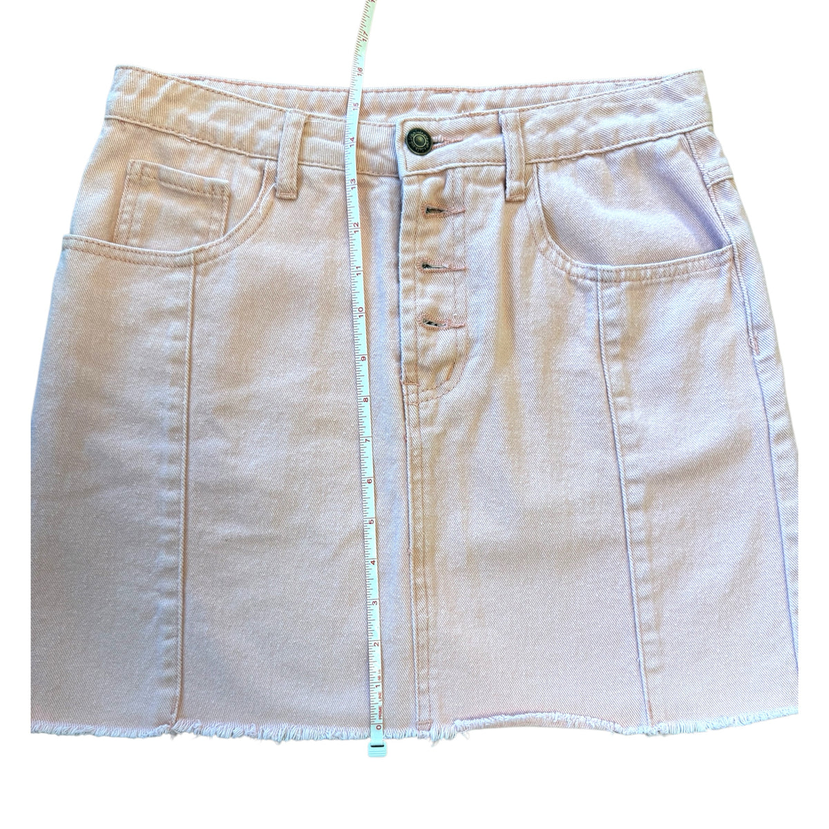 Sadie & Sage Pink Denim Button Fly Skirt Size Small-RF