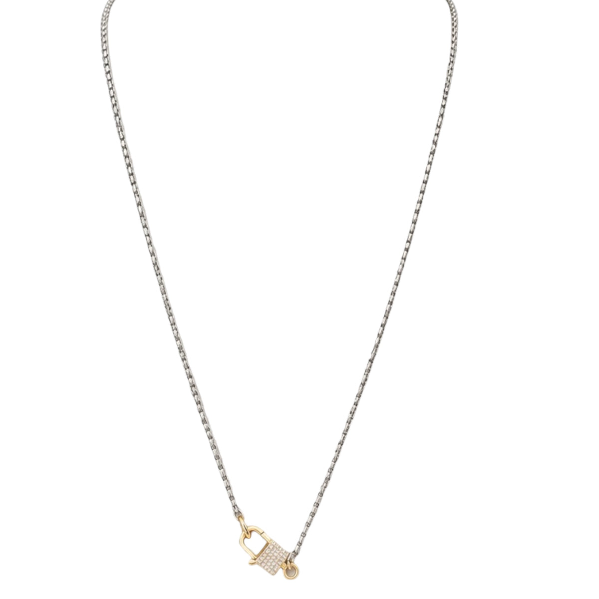 MX Box Chain Gold + Silver Lock Necklace