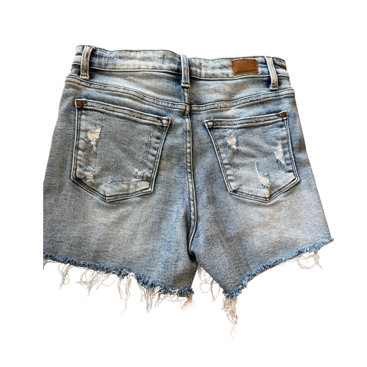 Risen RDS6106 Medium Wash Denim Shorts with Frayed Hem Size Small-RF