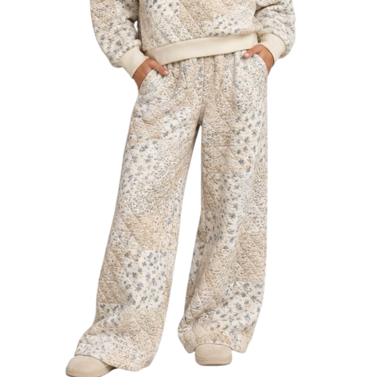 Cream Floral Patchwork Top and Pant Set