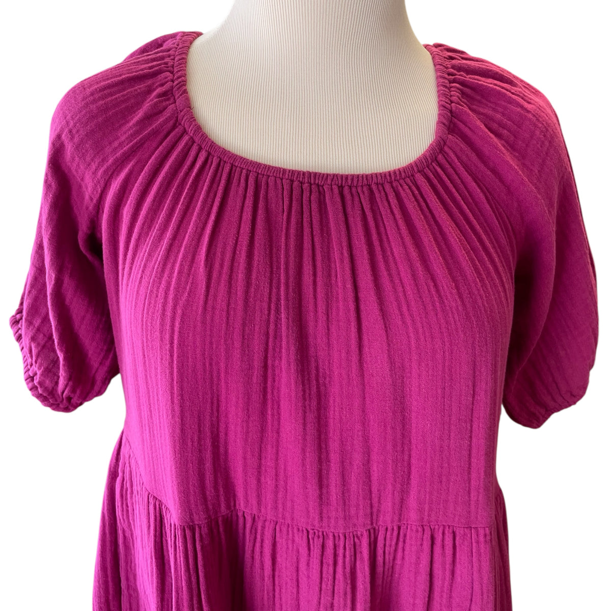Old Navy Magenta Puff Sleeve Mini Dress Size S Tall - RF