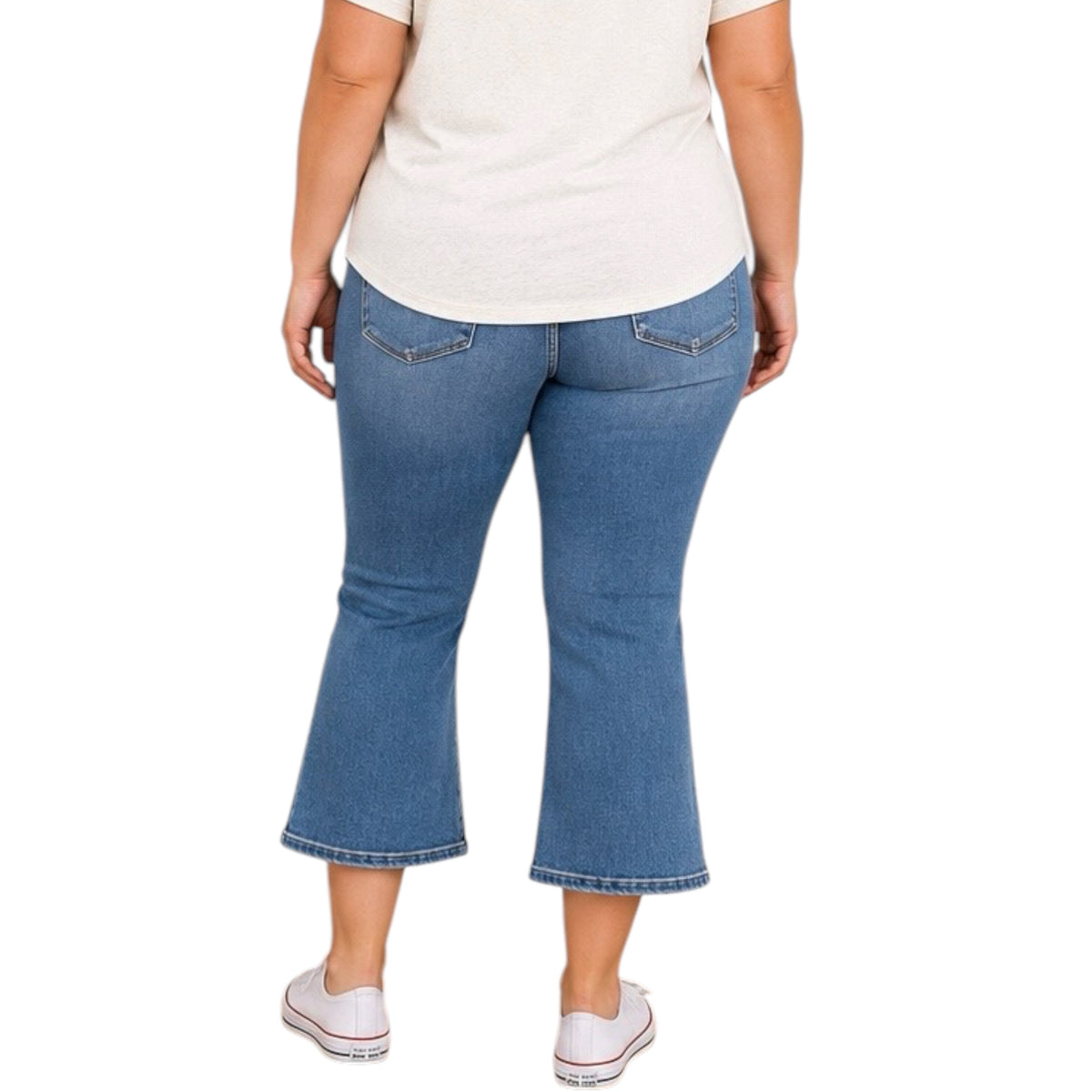 LOVERVET Plus Nile Blue Mid Rise Crop Flare LV1357-P