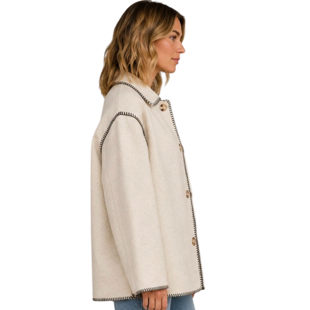 Z Supply Olivia Whipstitch Jacket Oatmeal Heather