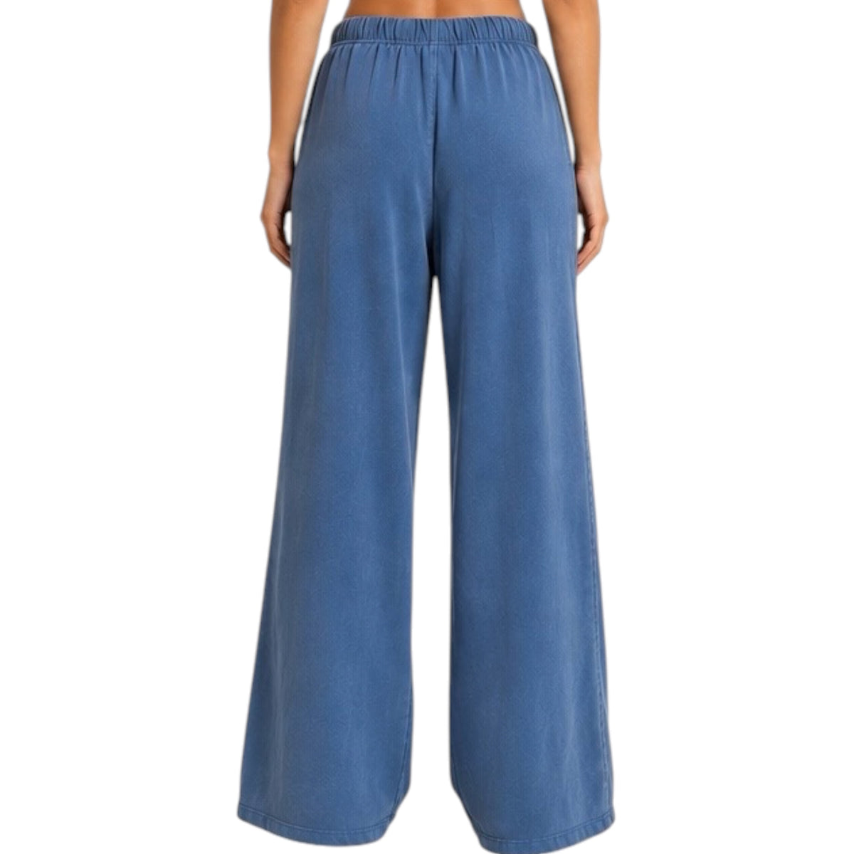 Navy Acid Wash Wide Leg Pants