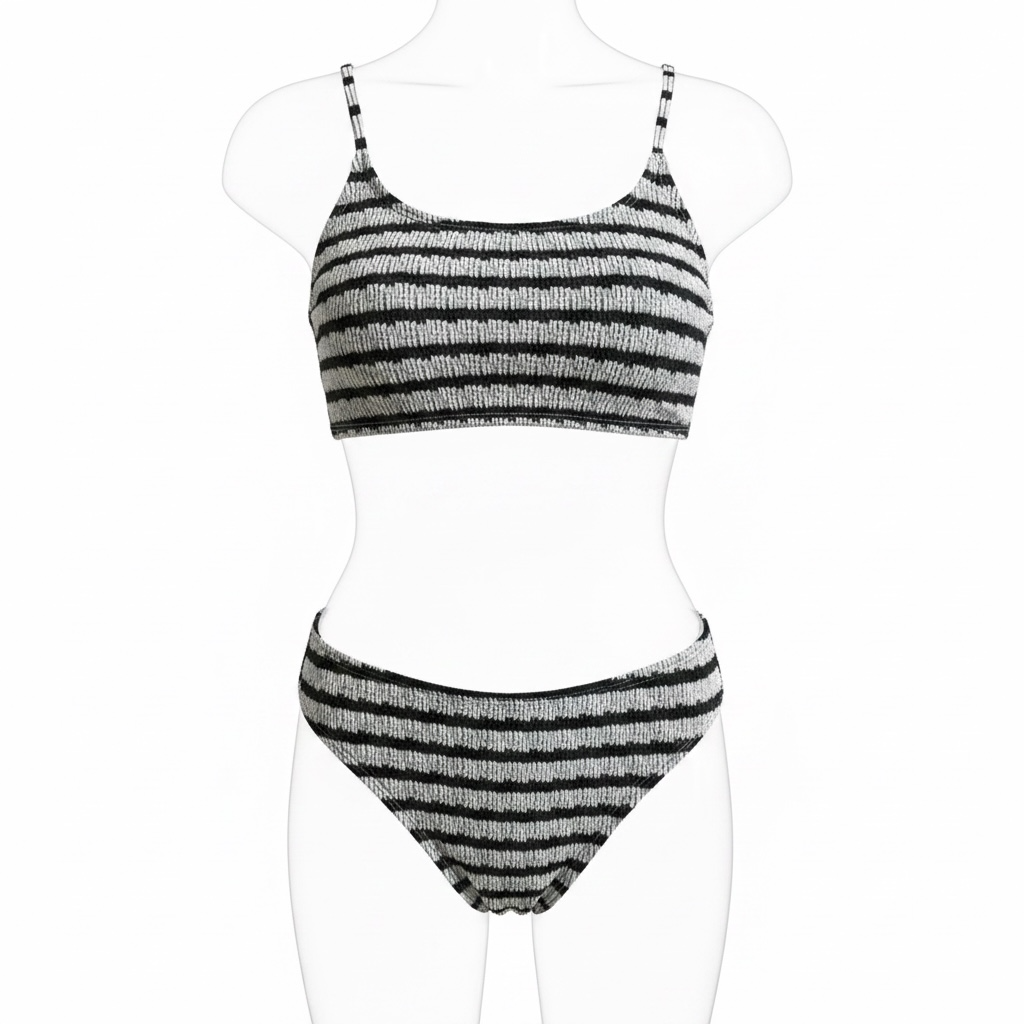 Black/White Striped Tie Bikini