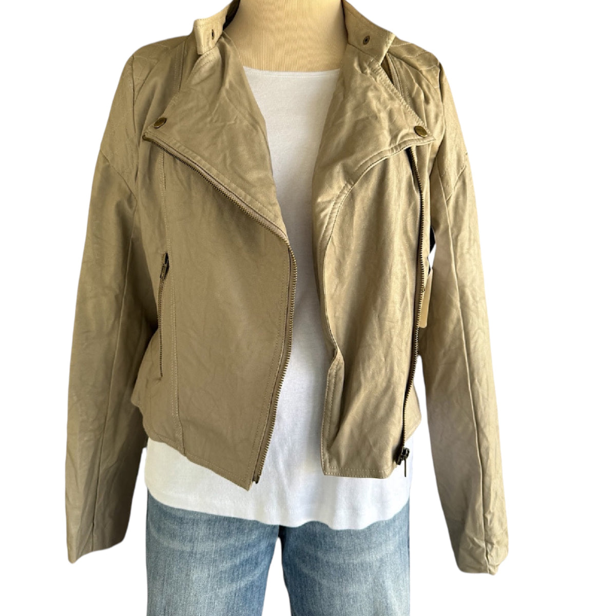 Embellish Stone Leather Biker Jacket Size Large-RF