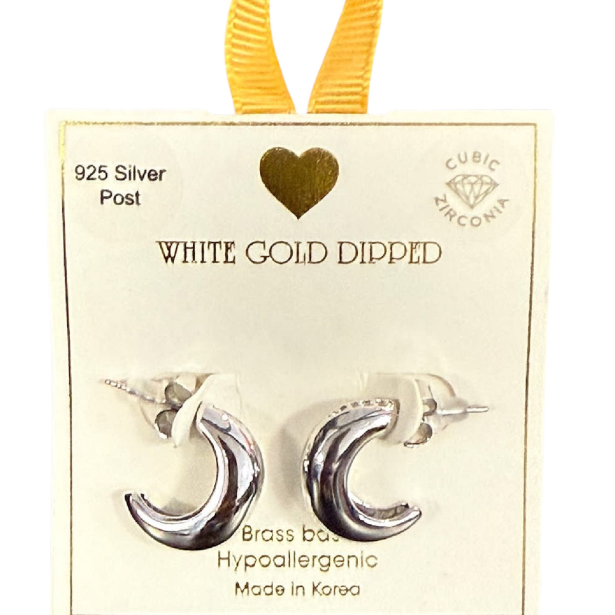 Yellow Ribbon Chunky CZ Accent Hoops