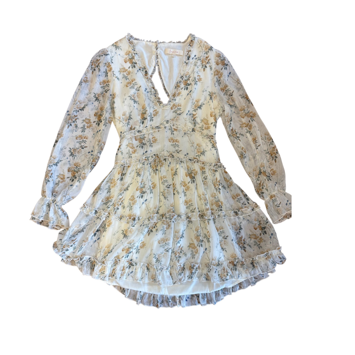 Fanco White Floral Long Sleeve Dress Size M - RF