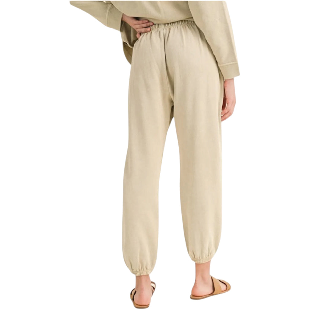 Dye and Washed Cotton Beige Sweatpant/Jogger