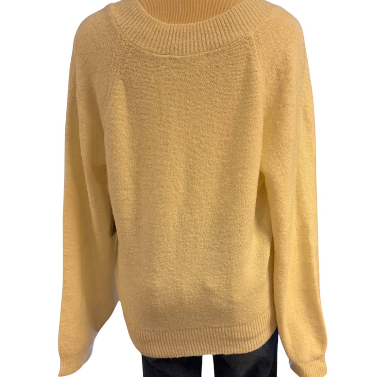 Cream V-Neck Long Sleeve Sweater With Blush Detail -RF