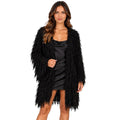 Fuzzy Fringe Cardigan Black