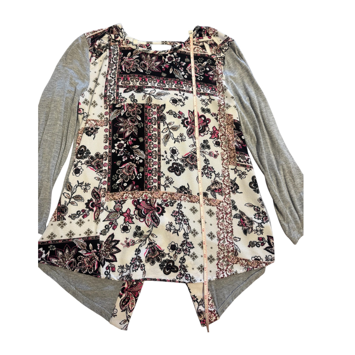 Maurices Grey 3/4 Sleeve Floral Top Size M - RF