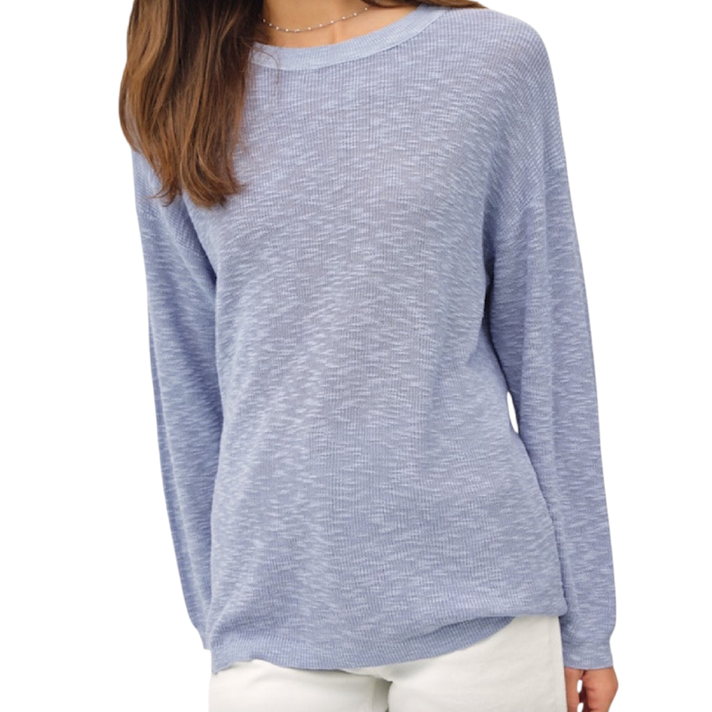 Blue Lightweight Cotton Slub Sweater