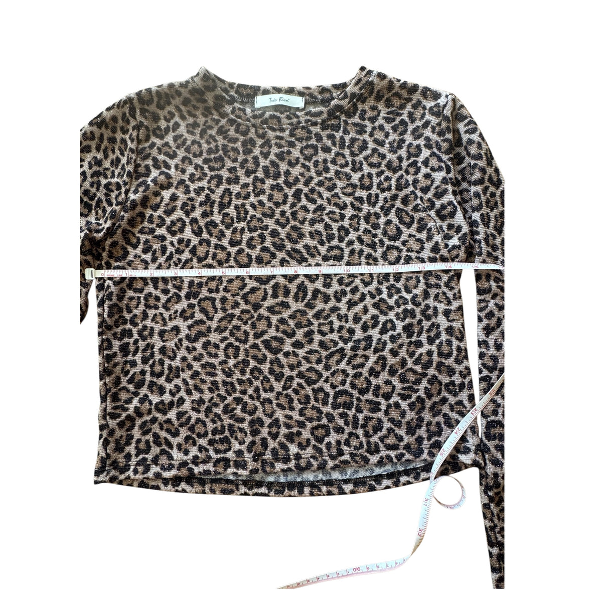 Cheetah Shimmer Crop Long Sleeve Top Size Small-RF