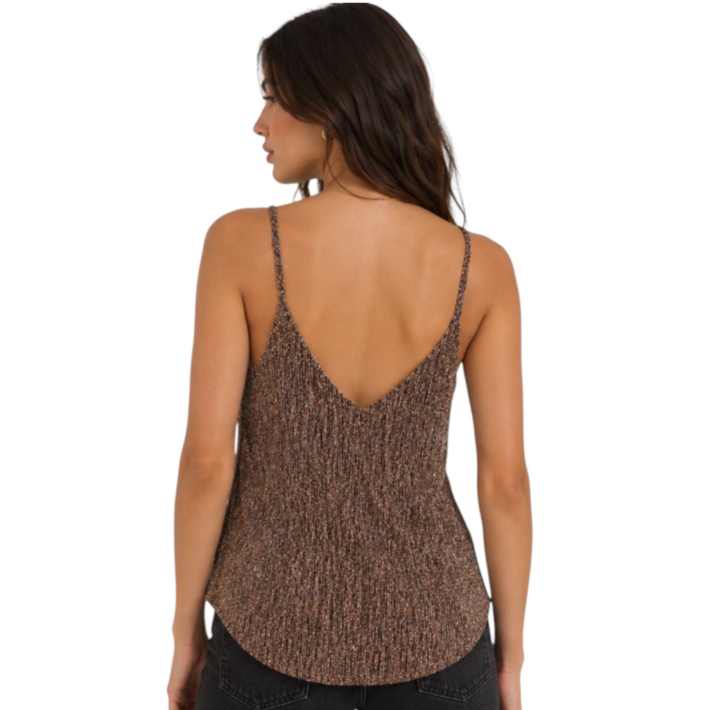 Bronze Adjustable Spaghetti Strap V Neck Tank