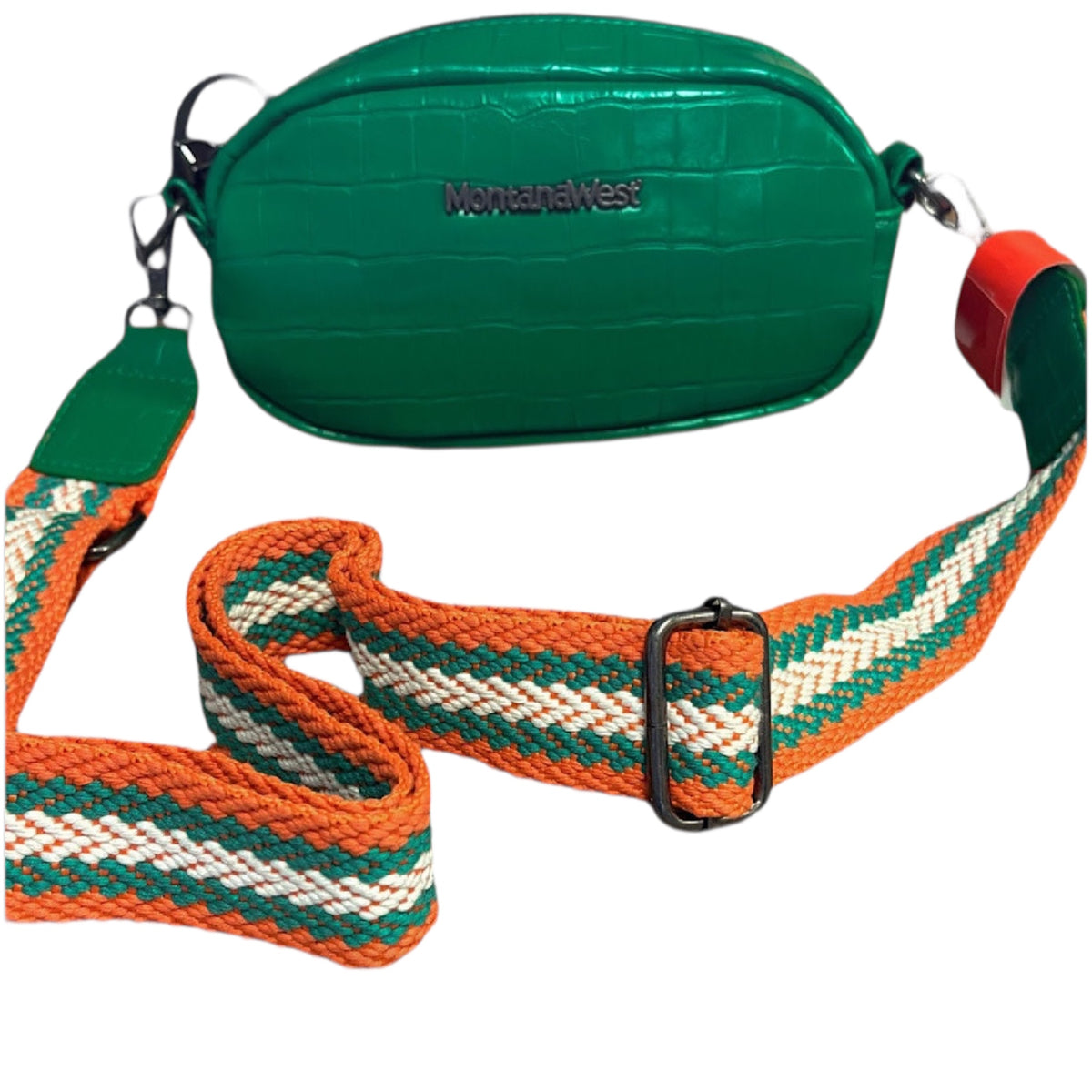 Montana West Kelly Green Crocodile Print Crossbody Bag