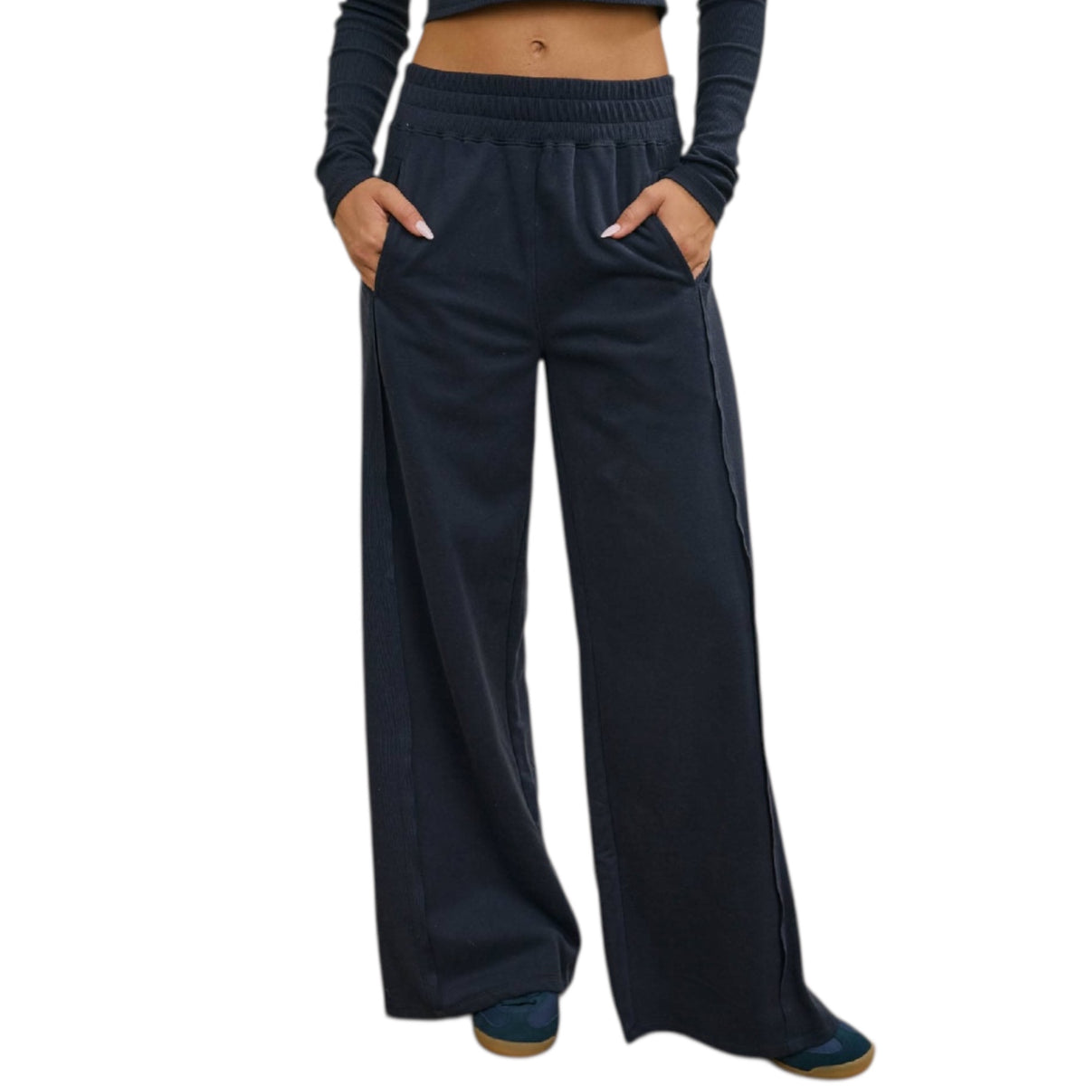 Navy Side Panel Knit Lounge Pants