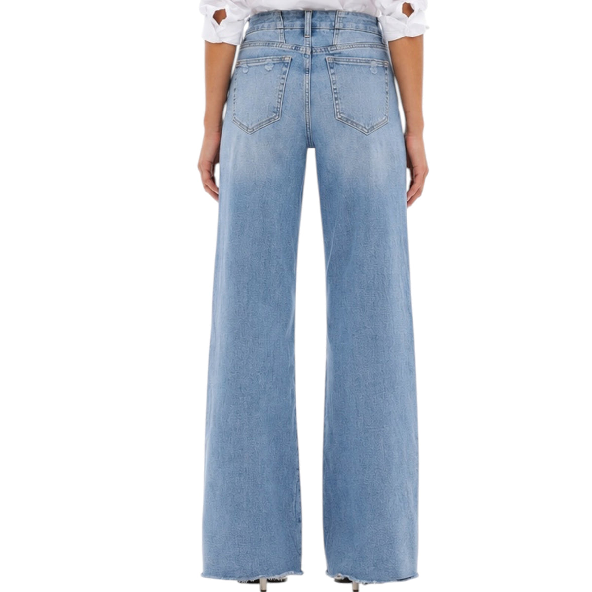 oneso OSW8019 Vintage Blue M/R Wide Leg W Raw Hem
