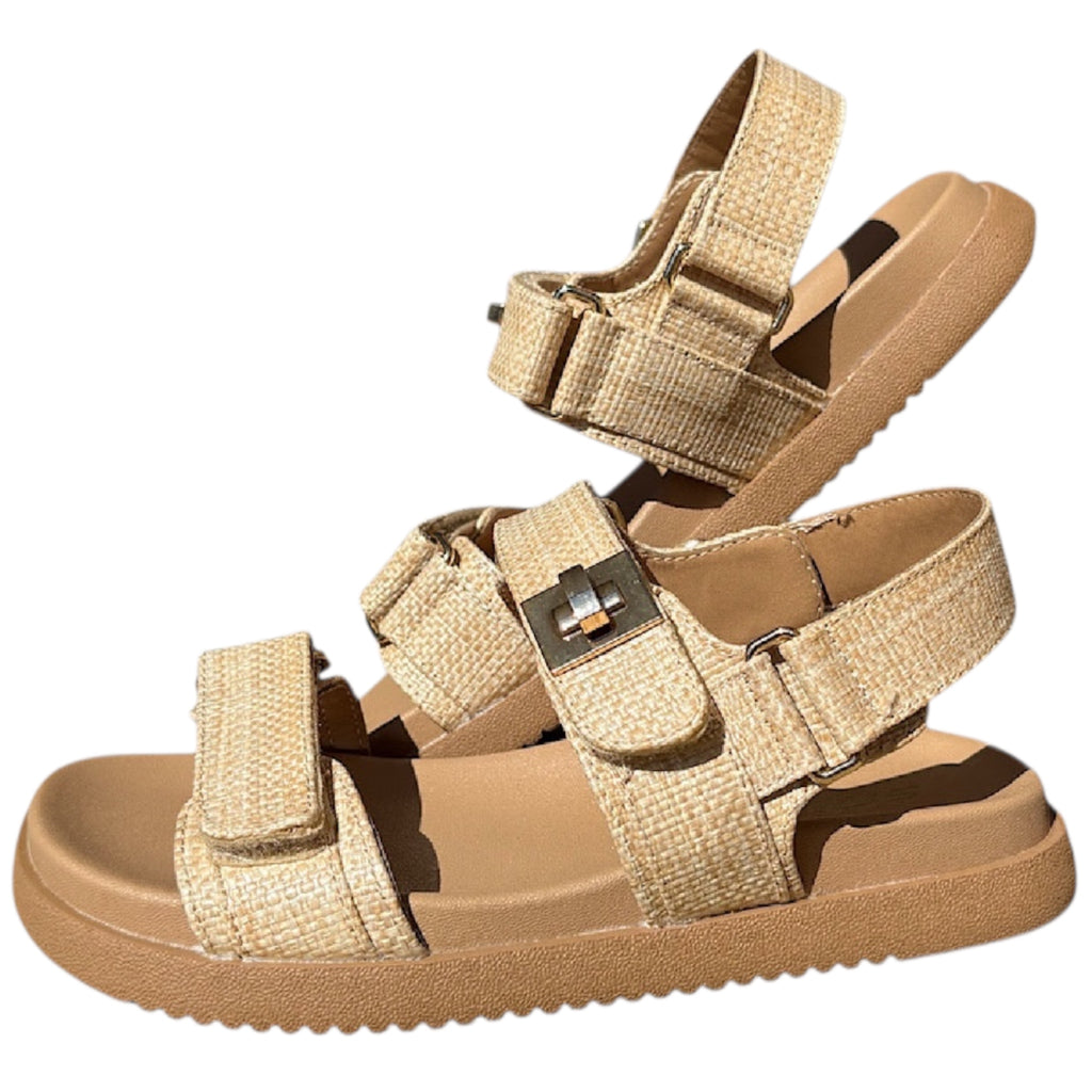 Natural Raffia Woven Double Strap Sandal