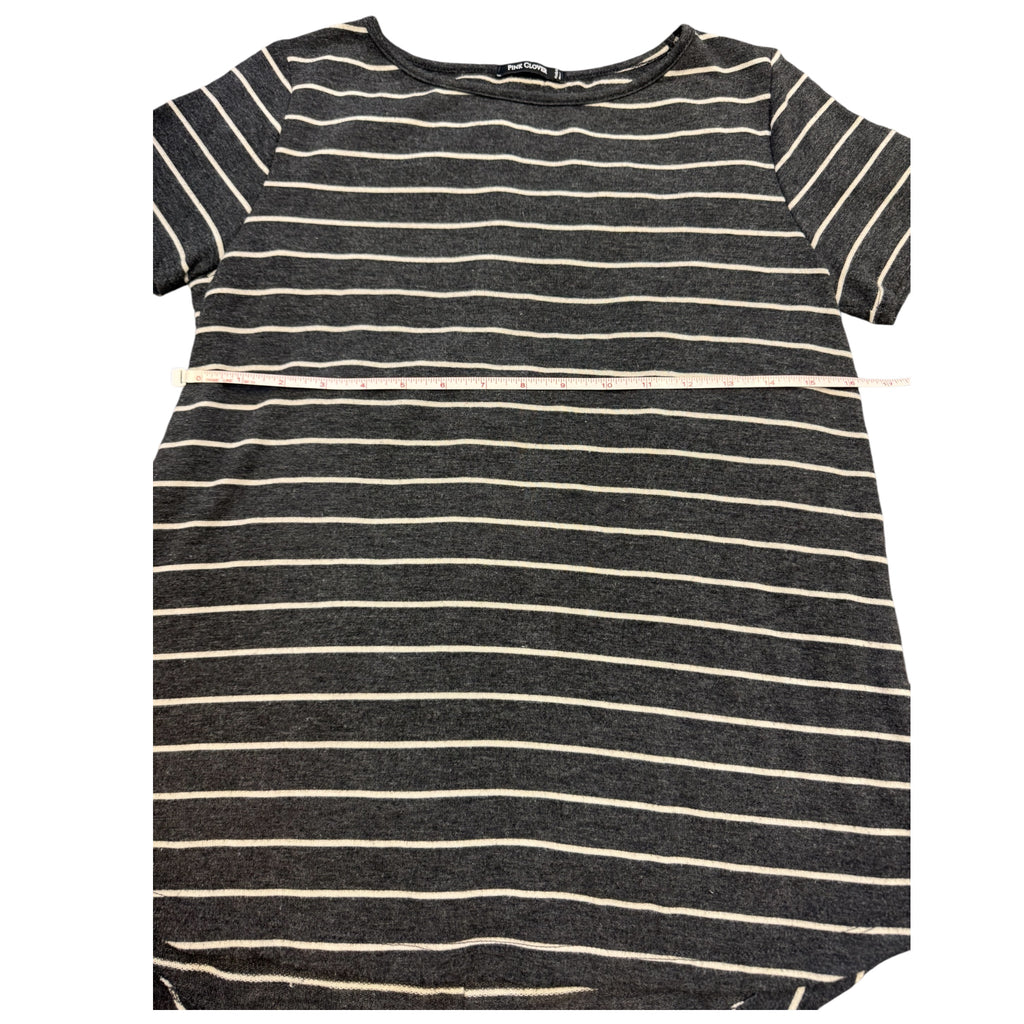Pink Clover Charcoal Gray Striped Shirt Size Small - RF