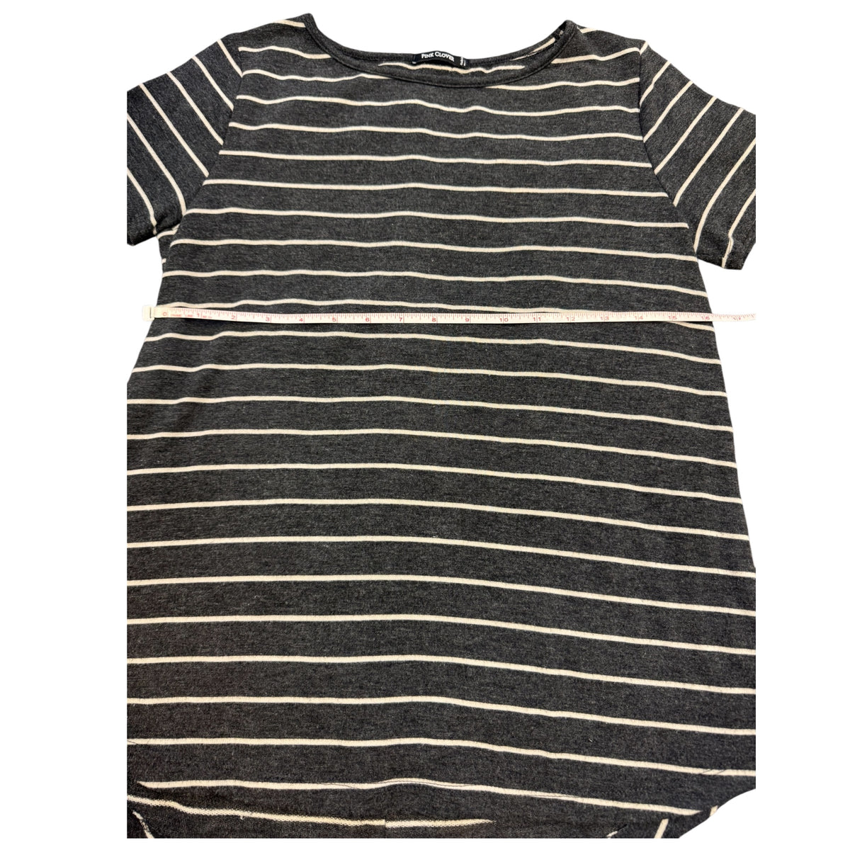 Pink Clover Charcoal Gray Striped Shirt Size Small - RF