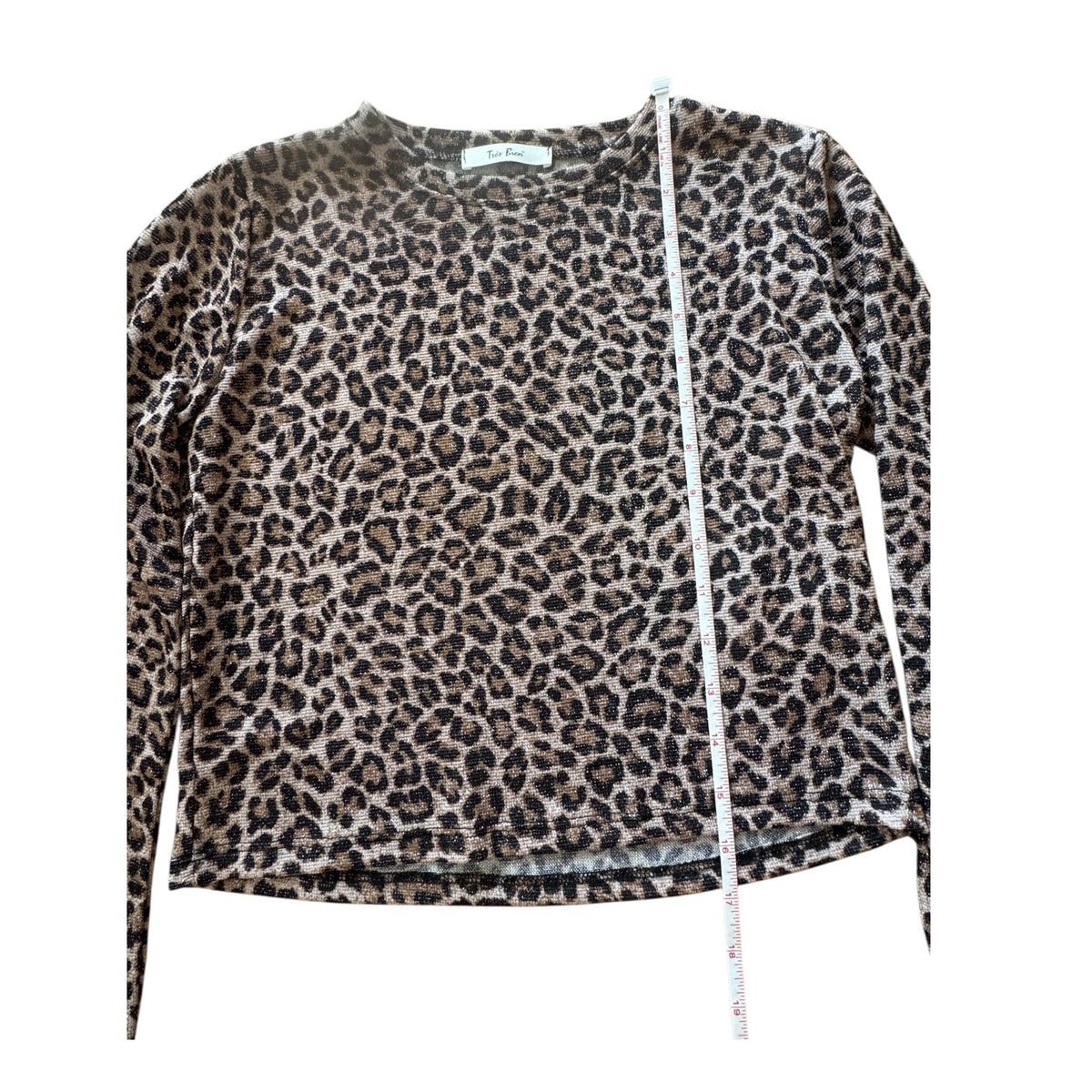 Cheetah Shimmer Crop Long Sleeve Top Size Small-RF