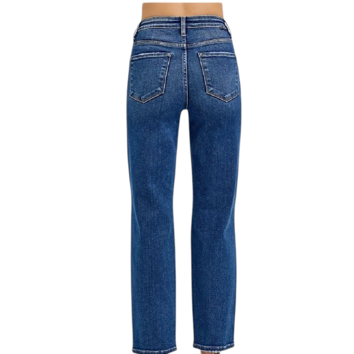 RISEN PGA21029 DK Tummy Control H/R Crop Girlfriend Jeans