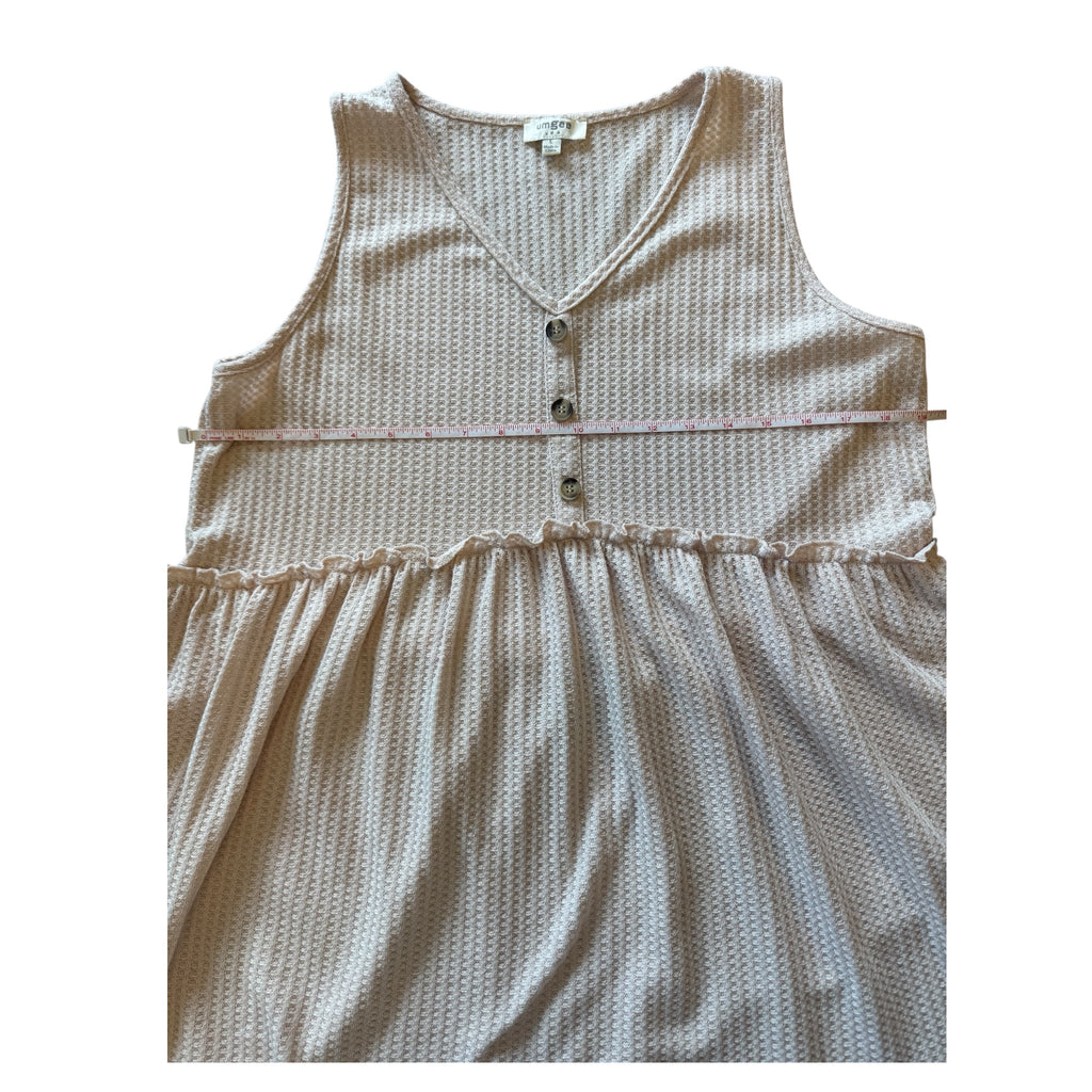 Umgee Waffle Knit Sleevless Oatmeal Top Size Large - RF